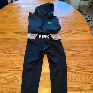 PINK windbreaker (small). PINK leggings (small)